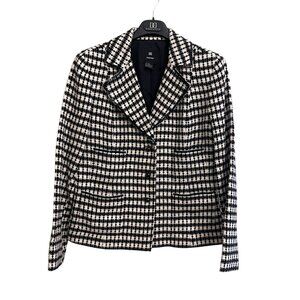 DD Collection Doncaster Size 10 Blazer Linen Silk Blend Ladies Black White